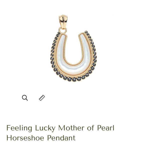 Feeling Lucky Mother of Pearl Horseshoe Pendant - Gold with Black Accents